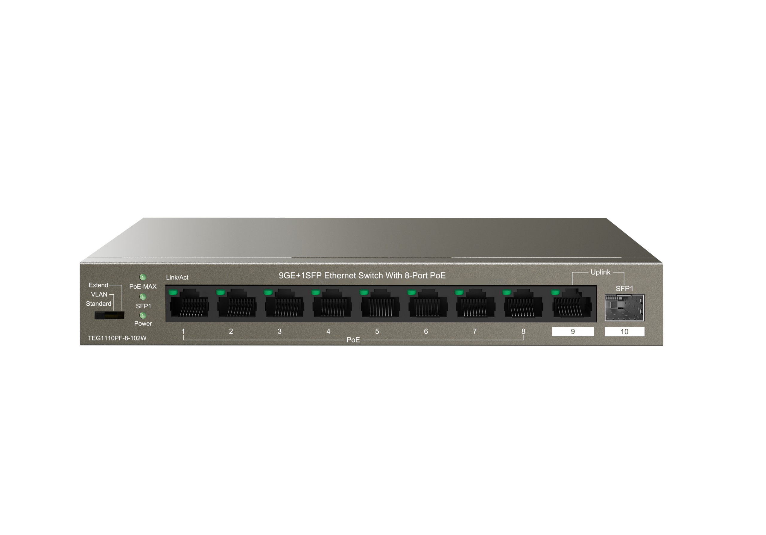 9GE+1SFP Ethernet Switch With 8 Port PoE Image 2