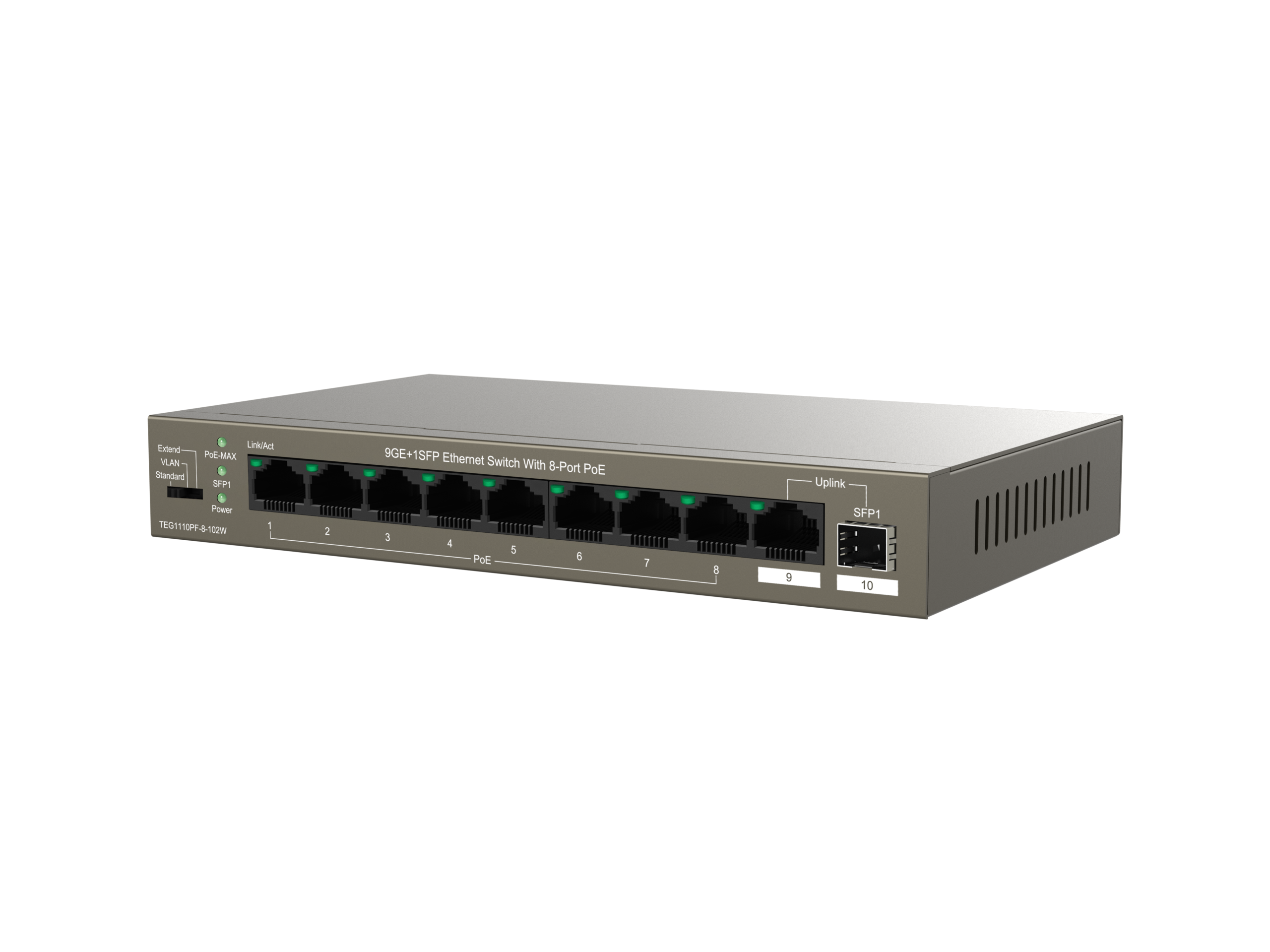 9GE+1SFP Ethernet Switch With 8 Port PoE