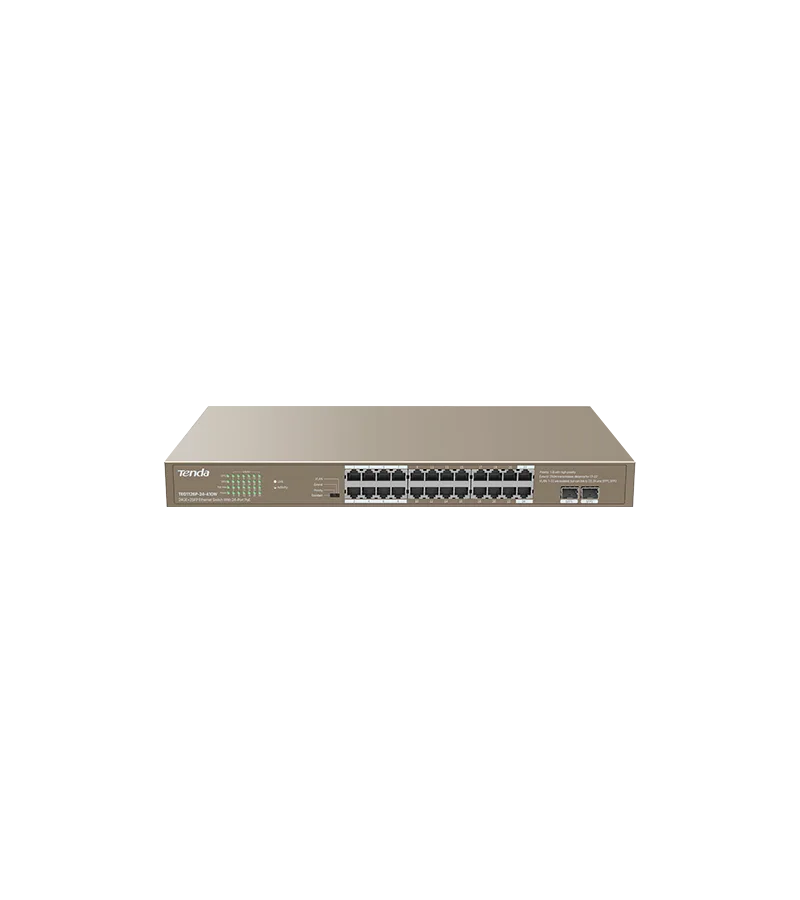 Tenda 24 Port Gigabit Ethernet Switch with 2 SFP and 410W PoE