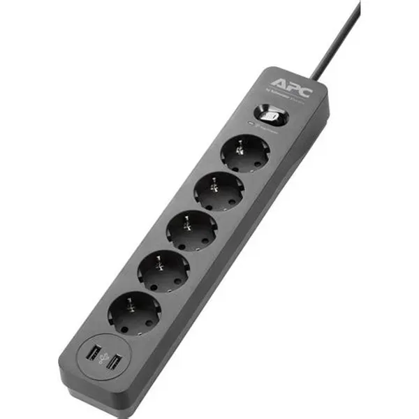 APC Essential SurgeArrest 5 Outlet 2 USB Ports Black 230V Germany