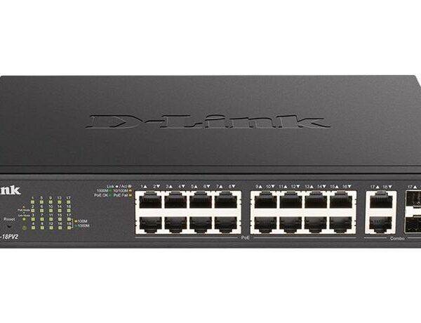 D Link 16 Port Gigabit Smart Managed PoE Switch + 2 SFP Combo Ports