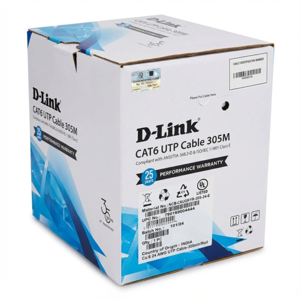 D Link Cat6 UTP Solid Copper Cable 24AWG 305M Roll