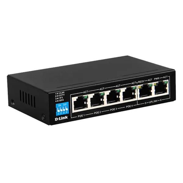 D Link 6 Port 10/100 Unmanaged PoE Switch