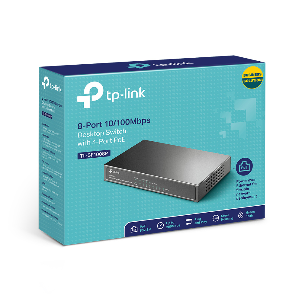 TP Link TL SF1008P 8 Port 10/100Mbps Desktop Switch with 4 Port PoE+ Image 5