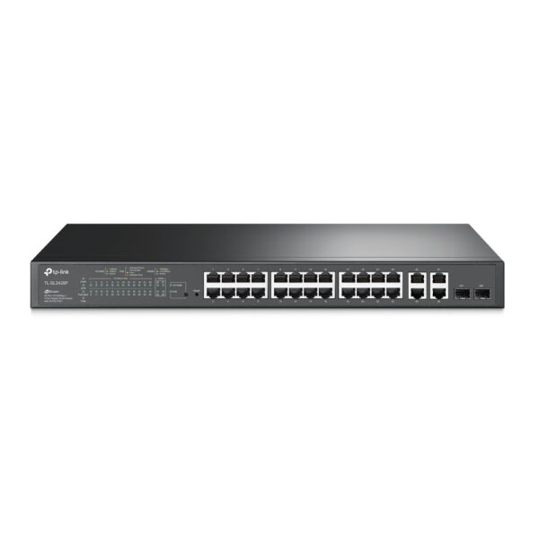 TP Link JetStream 24 Port 10/100Mbps + 4 Port Gigabit Smart Switch with 24 Port PoE+ TL SL2428P