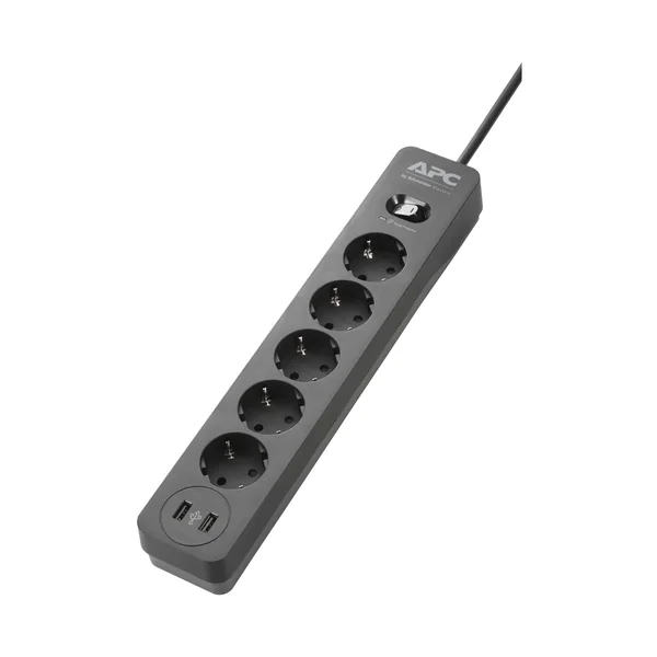 APC Essential SurgeArrest 5 Outlet 2 USB Ports Black 230V Germany