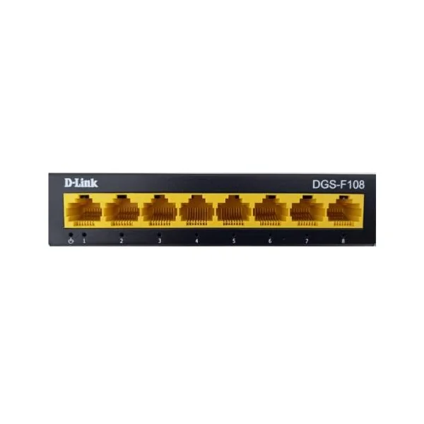 D Link 8 Port 100/1000Mbps Unmanaged Switch DGS F108