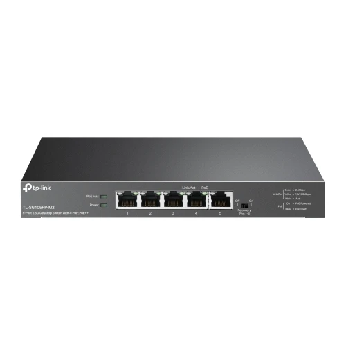 TP LINK 5 Port 2 5G Desktop Switch with 4 Port PoE++ TL SG105PP M2