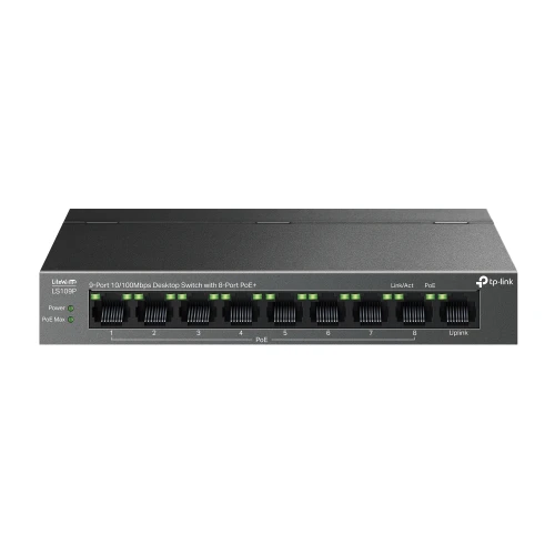 TP LINK 9 Port 10/100Mbps Desktop Switch with 8 Port PoE+ LS109P