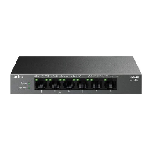 TP LINK 6 Port 10/100Mbps Desktop Switch with 4 Port PoE LS106LP
