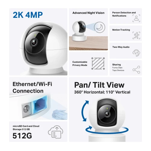 TAPO Pan/Tilt AI Home Security Wi Fi Camera C222 Image 3