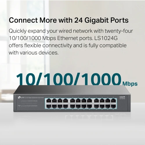 TP LINK 24 Port Gigabit Desktop/Rackmount Switch LS1024G Image 5