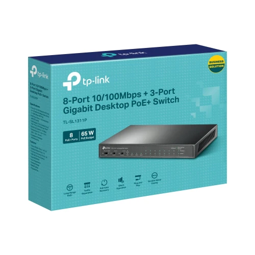 TP LINK 8 Port 10/100Mbps + 3 Port Gigabit Desktop Switch with 8 Port PoE+ Image 6